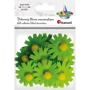 Felt 3D Flower Decorations Titanum 10 pcs — green