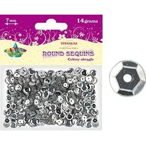 Round Metallic Silver Sequin 7 mm, Titanum TITA0008, 14 g pack