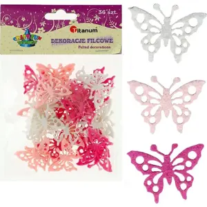 Felt decorative butterflies Titanum set of 36 pieces, assorted colors, craft embellishments