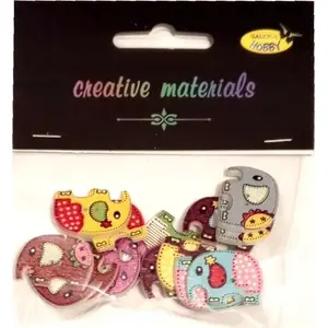Dekoratīvas pogas Craft with Fun Zilonis 25×18 mm, 15 gab.