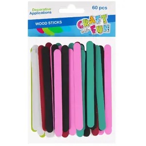 Wooden Decorative Sticks 114 mm, 60 pcs pack — Craft with Fun CF824