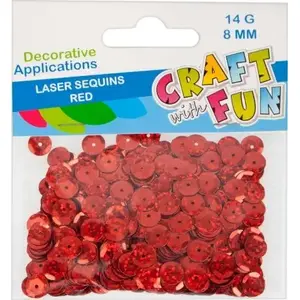 Sequin button Craft with Fun CF CEKINY LASER 8 mm red, pack 40/400