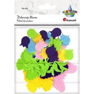 Felt tulips and butterflies pack Titanum 60 pcs – decorative felt shapes for crafts