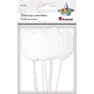 Decorative fabric leaves on wire Titanum 5 cm, 10 pieces, white
