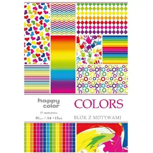 Colored Paper Pad A4 10 Sheets with Colorful Motifs, Happy Color