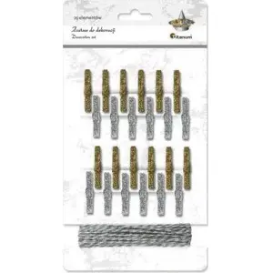 Wooden clothespins Titanum 24 pcs, natural wood, spring fastener