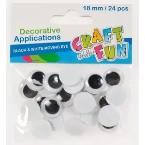 Decorative Craft Eyes 18 mm 24 pcs by Craft with Fun (model MTHYJ 006)