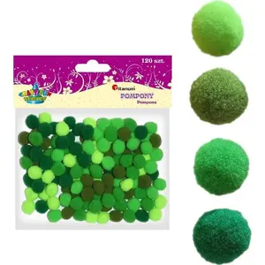 Pom-poms (polyester) Titanum 10 mm, 120 pcs, green