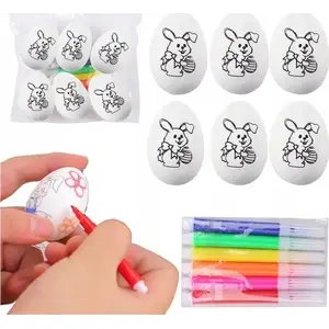 Styrofoam Easter Eggs for Painting LEANToys 6 pcs — mouse design, blank surfaces for markers and paint