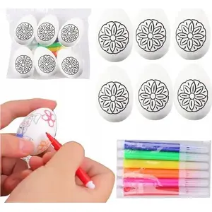 Styrofoam Easter Eggs for Painting LEANToys set of 6, floral pattern A, craft blanks