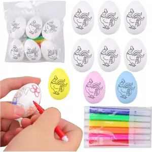 Styrofoam Easter Eggs for Painting LEANToys set of 6 – plain polystyrene craft eggs for markers and paints