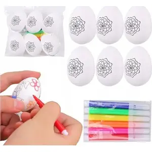 Styrofoam Easter Eggs for Painting, LEANToys set of 6, floral pattern B, craft blanks for decorating