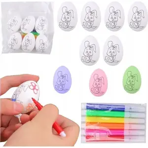 Styrofoam Easter Eggs for Painting LEANToys 6 pcs — Bunny Pattern C