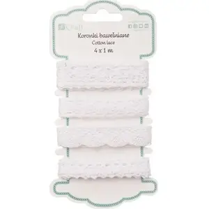 DP Craft cotton lace trim, bridal white, 4 rolls × 1 m each, model AL628DLP