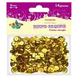 Round Sequins Titanum 9 mm / 14 g Gold CM9G – pack without header