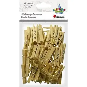 Wooden Clothespins Titanum 24 pcs, natural wood, spring fastener