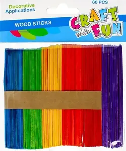 Decorative Wooden Craft Set Craft with Fun CF656 – 60 Pieces Assorted Shapes and Colors