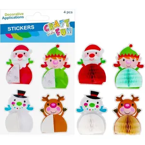 Craft with Fun holiday decoration set CFBN443 — adhesive ornament stickers, mixed designs, pack of 4
