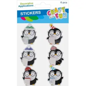 Decorative Christmas stickers Craft with Fun CFBN442 — penguin themed set, 6 pieces