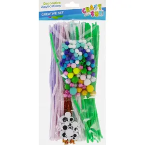 Pom-pom craft kit Craft with Fun ZEST KREAT POMPON DRUT OCZY PASTEL 262EL CF789 – assorted pastel pom-poms and craft wires
