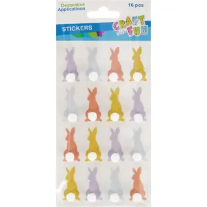 Craft with Fun craft foam stickers set — rabbit with pompom, 16 pieces (CFSW70)