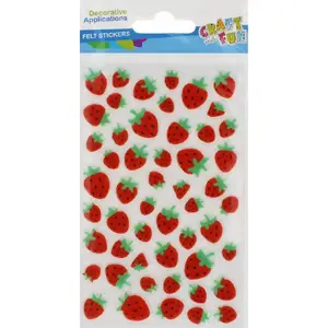 Felt Decoration Pack Craft with Fun CF712 — Strawberry Felt Ornaments, Assorted Colors, Pack of 24
