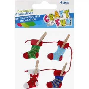 Craft with Fun felt decorative socks set 4 pcs CFBN383 – craft felt ornaments for hanging