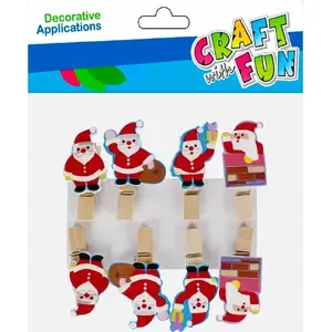 Decorative Clothespins Craft with Fun CFBN413 set of 8 Christmas Santa-shaped embellishments