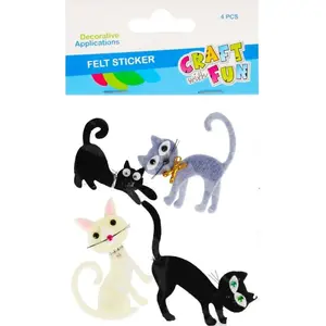 Felt Decorations Craft with Fun CF632 — Set of 4 Cat-Shaped Felt Ornaments