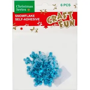 Craft with Fun decorative snowflake sequins, plate-like shaped embellishments, model MTCR-BY424, pack content unspecified