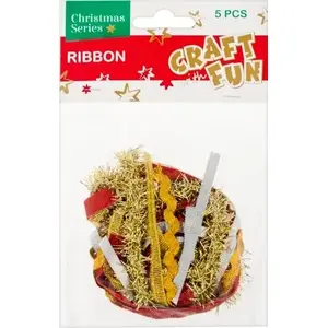 Decorative ribbon bows set, Craft with Fun CF OZDOBA BN WSTAZKI OZDOBNE MIX 5 pieces