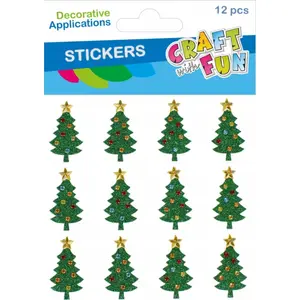 Decorative Christmas Tree Stickers Craft with Fun CFBN440 – 12 pcs, glitter finish
