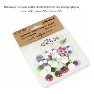 Self-adhesive Moving Eyes Polsirhurt RS-09 — mix of 5 mm, 8 mm, 15 mm, 80 pcs