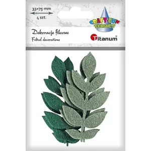 Felt Leaf Stems mix 4 pcs Titanum – decorative felt foliage on branch, assorted colors