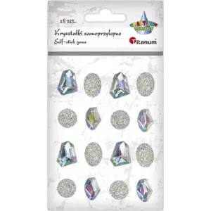 Titanum self-adhesive crystal rhinestones silver mix, pack of 16 pieces