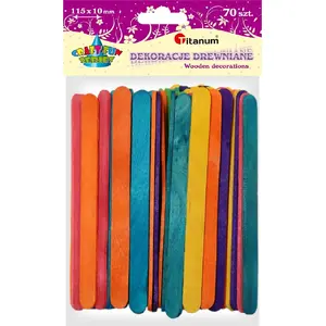 Decorative Wooden Sticks Titanum 115×10 mm, 70 pcs, mixed colors (EB106)
