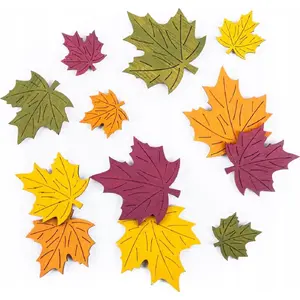 Decorative Maple Wood Leaves Titanum set of 12, 4 colors