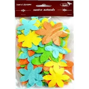 Decorative Glitter Flowers BREWIS, pack of 60 pieces — craft and decoration embellishments