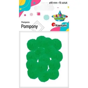 Polyester Pompons Titanum 18 mm green pack of 15