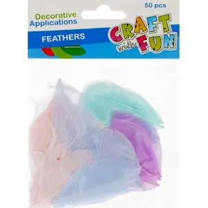 Craft with Fun decorative feathers 4–5 cm pastel, pack of 50 (CF691)