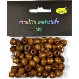 Wooden Beads Shan 10 mm Brown, 25 g pack