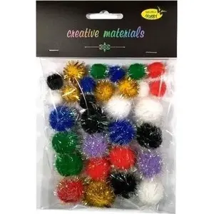 Pompony glitter colorful 15–25 mm, pack of 30 – Shan