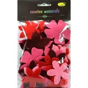 Felt Flowers Pack Artequipment — mixed red and rose felt flower shapes, 60 pieces