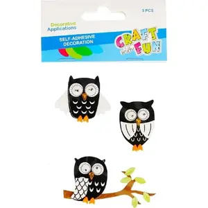 Decorative Sticker Set Craft with Fun CF624 — Owl Motif, 3 Pieces