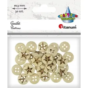 Wood Buttons Titanum 13 mm Star Shape 30 pcs – natural wooden sewing buttons