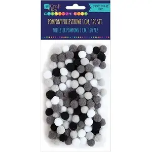 Pompons DP Craft 1 cm polyester mix white-black 120 pcs DPCRRAFT AA494DLP