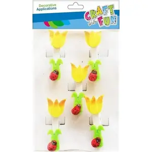 Craft with Fun decorative wooden clothespins CF236 – floral/white, set of 5