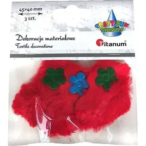 Fabric Decoration Hearts Titanum 45×40 mm Red Pack of 3