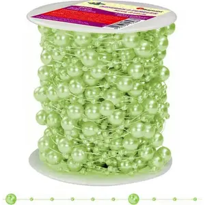 String of pearl beads Titanum 20 m — green decorative garland with small pearls