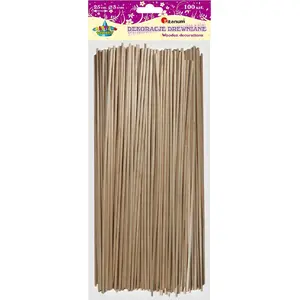 Decorative Wooden Sticks Titanum 25 cm x 3 mm, 100 pcs, wood color (EB105)